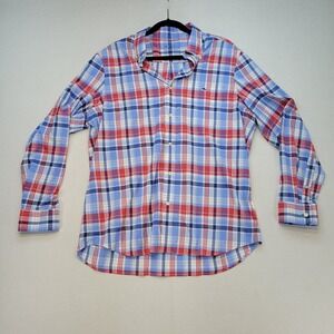 Vineyard Vines Shirt Mens Large Blue On-The-Go OTG Performance Plaid Long Sleeve